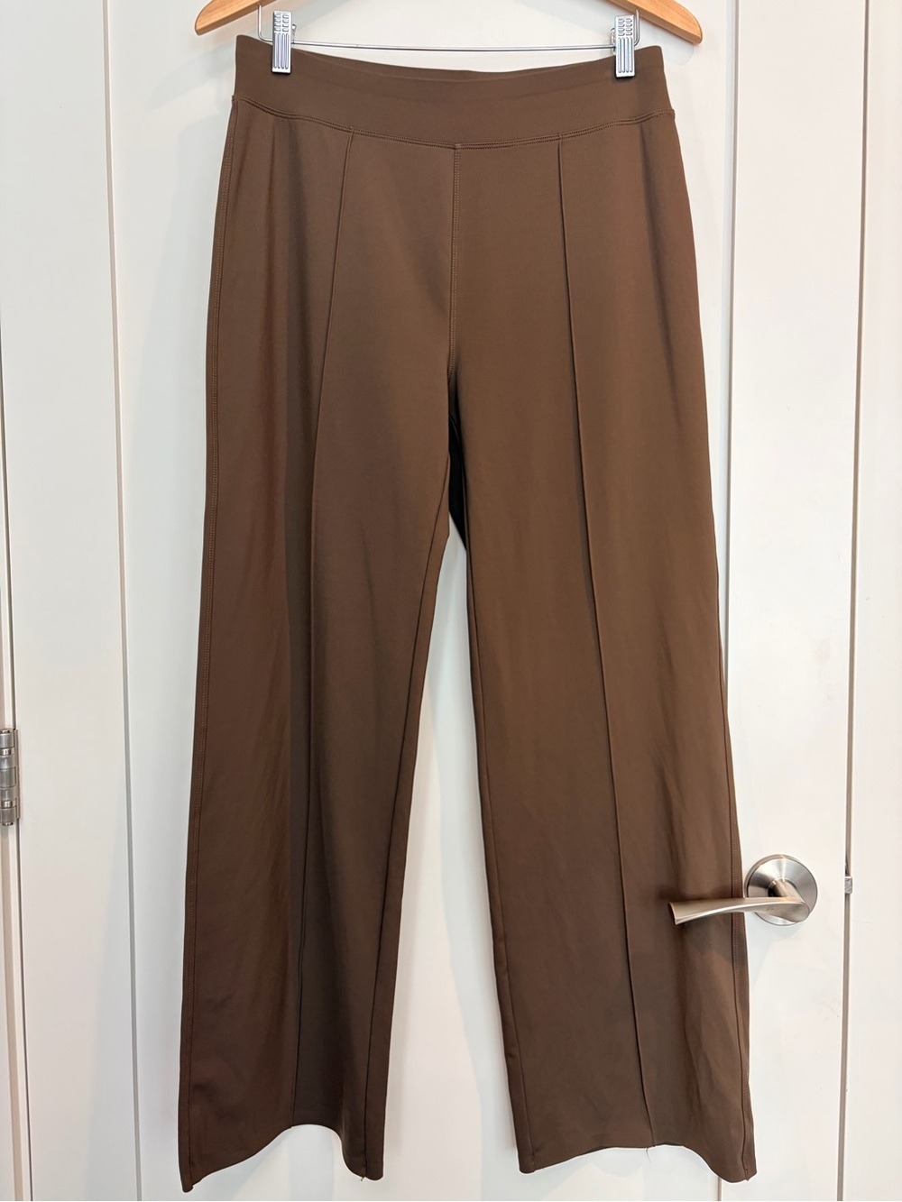 High-Waisted Brown Wide Leg Pull-On Pants | Stretch | Size Large